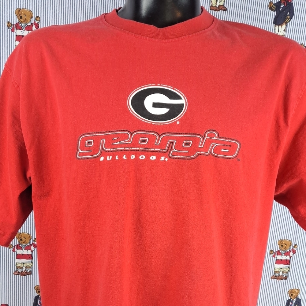 Georgia Bulldogs Y2K Team Starter graphic logo red & white collegiate LG t-shirt